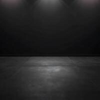 Dark Empty Room with Spotlights and Polished Concrete Floor photo