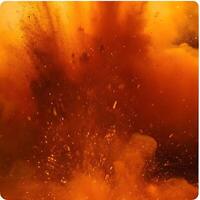 Fiery Explosion Orange and Brown Dust Cloud Glowing Embers photo