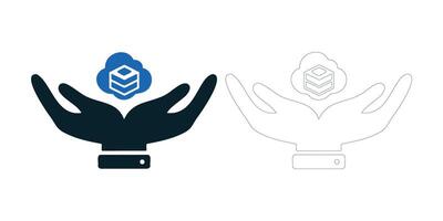 Secure Cloud Data Storage Icon with Hand Protection vector