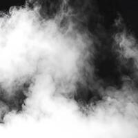 Abstract of white smoke against a black background, swirling and billowing clouds of vapor, ethereal and mysterious, hazy photo