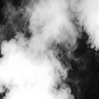 Abstract of white smoke billowing on a black background, showcasing shades of gray and white creating a hazy atmospheric effect photo