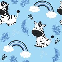 Childrens animals pattern with zebra vector