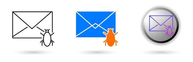 Modern virus email icon collection with minimalist and futuristic concept. Ideal for technology websites, cybersecurity applications, IT branding and cybersecurity projects. vector