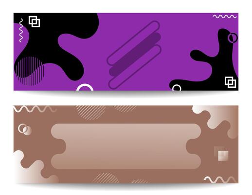 Abstract banner design set with modern geometric elements and dynamic organic shapes. Suitable for web design, social media, presentations, business cards and other branding elements.
