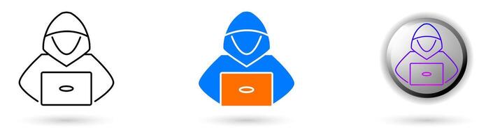 Modern hacker icon collection with minimalist and futuristic concept. Ideal for technology websites, cybersecurity applications, IT branding and cybersecurity projects. vector