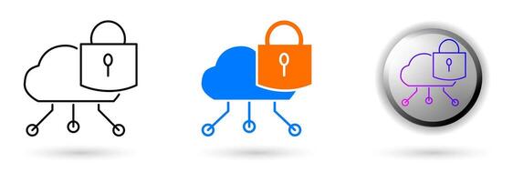 A collection of modern cloud security icons with a minimalist and futuristic concept. Ideal for technology websites, cybersecurity applications, IT branding and cybersecurity projects. vector