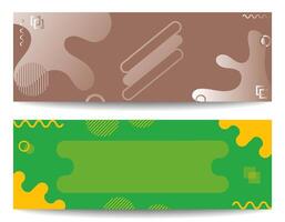 Abstract banner design set with unique color combinations and dynamic organic shapes, ideal for branding, social media, promotional templates and modern web design. vector