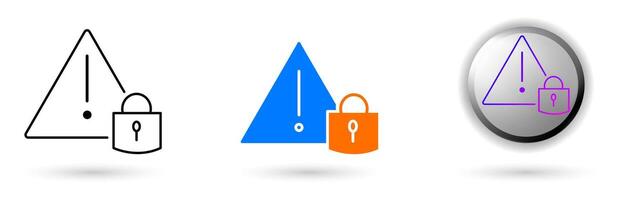 Modern security warning icon collection with minimalist and futuristic concept. Ideal for technology websites, cybersecurity applications, IT branding and cybersecurity projects. vector