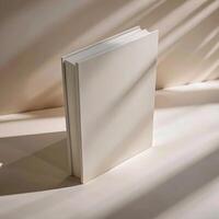 A Blank Book Mockup in Soft Sunlight Aesthetic Minimalist Design photo