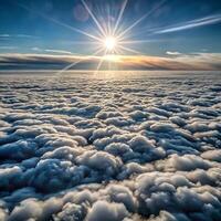 Stunning Aerial View of a Sunlit Sea of Clouds at Sunrise photo