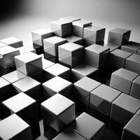 Abstract 3D Render of Interlocking Gray Cubes Geometric Pattern Background photo