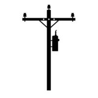Power Pole Silhouette. Black and White Icon Design Elements on Isolated White Background vector