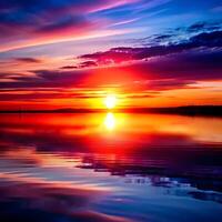 Sunset over the water photo