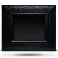 Elegant Black Leather Picture Frame with a Deep Matte Finish and Double Beveled Border photo