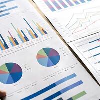 Detailed Business Financial Reports with Charts and Graphs Showing Performance Data photo