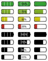 Set of icons of different battery charge vector