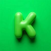 3d rendering of the letter k on a green background photo