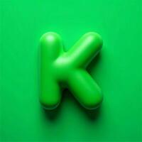 3d rendering of the letter k on a green background photo