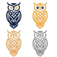 Wise Owl on a Moonlit Branch Geometric Owl Illustration vector