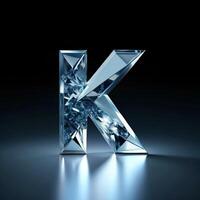 A Sparkling Crystal Letter K Design with a Glacial Texture and Reflective Surface photo