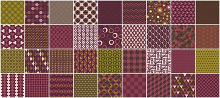 Collection of seamless colorful patterns - vintage design. Trendy retro backgrounds, fashion style 60 - 70s. Simple unusual creative prints vector
