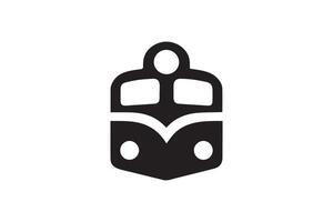 A black and white logo of a train vector
