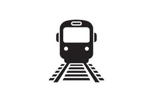 A black and white illustration of a train on the tracks vector