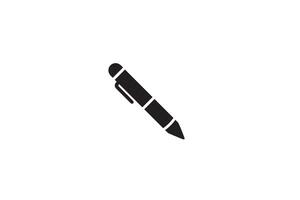 A black and white icon of a pen on a white background vector