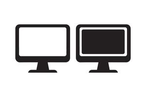 Two computer monitors are shown in black and white vector