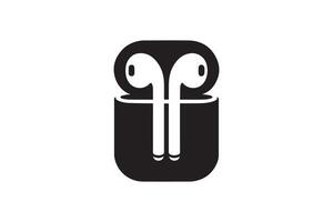 An image of a black and white logo for an earphone vector