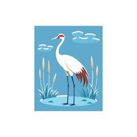 Elegant Serenity Whooping Crane Among the Reeds vector
