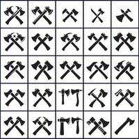 A set of different axes and axes icons design on a white background vector