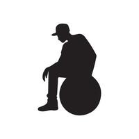A silhouette of a man sitting on a ball design on a white background vector