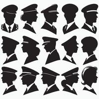 silhouettes of people in hats and uniforms design on a white background vector