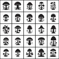 mushrooms silhouette black and white design on a white background vector
