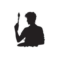 Creative silhouette of a man holding a paintbrush design on a white background vector