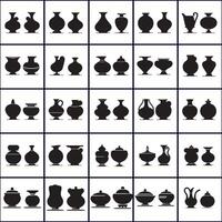 A set of black and white vases and pots design on a white background vector