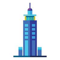 A blue skyscraper with a yellow top design on a white background vector