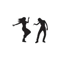 two silhouettes of people dancing in different poses design on a white background vector