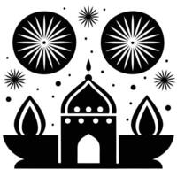 Diwali Fireworks silhouette design on a white background vector