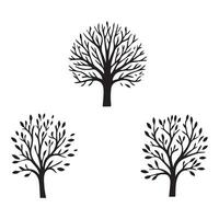 Creative four trees with leaves and branches on a white background vector