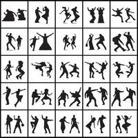 silhouettes of people dancing in different poses design on a white background vector
