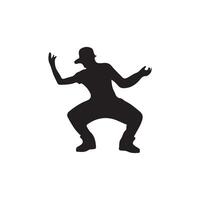 A silhouette of a man doing a dance move design on a white background vector