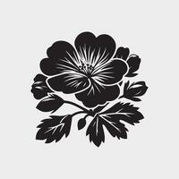 black and white illustration of a flower design on a white background vector