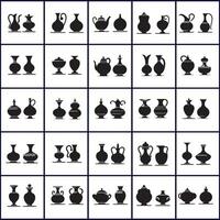 A collection of black and white vases and pots design on a white background vector
