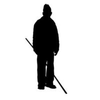 silhouette of a man with a staff on a white background. vector