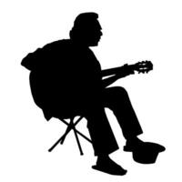 Silhouette of a guitarist on a white background vector