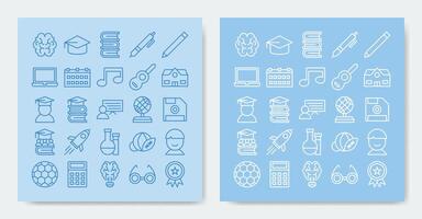 icons set Containing badge, book, calculator, date, education and more vector