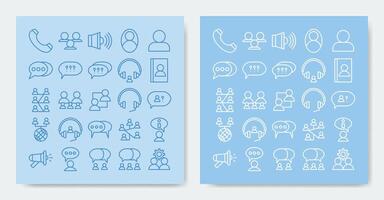 icons outline style Containing about, activity, answer, comment, connection, contact and more vector