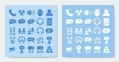icon set glyph style. Containing about, activity, answer, comment, connection, contact and more vector